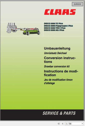Unlock the full potential of your CLAAS Mowers with the DISCO 3000 TC PLUS Conversion Instructions Manual. This comprehensive PDF file provides step-by-step guidance