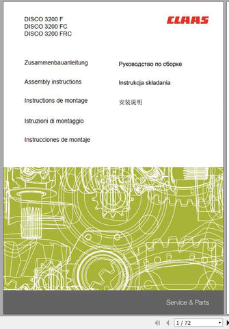 Discover the essential CLAAS Mowers DISCO 3200F, 3200FC, and 3200FRC Assembly Instruction Manual, now available in a convenient PDF format. This comprehensive guide is designed to streamline the assembly process, ensuring that you can get your mower