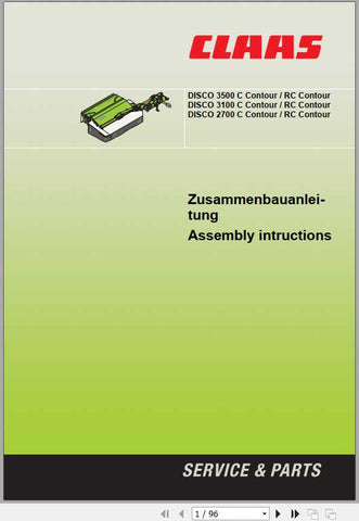 Discover the essential CLAAS Mowers DISCO 3500C, 3100C, and 2700C Contour Assembly Instruction Manual, now available in a convenient PDF format. This comprehensive guide is designed to streamline the assembly process, ensuring