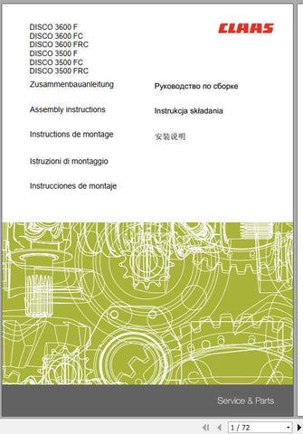Discover the essential CLAAS Mowers DISCO 3600 F – DISCO 3500 FRC Assembly Instruction Manual, now available in a convenient PDF format. This comprehensive guide is designed to streamline the assembly process, ensuring that you can set up your mower
