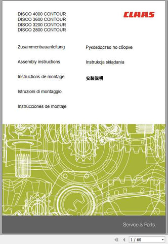 Enhance your mowing efficiency with the CLAAS Mowers DISCO 4000, 3600, 3200, and 2800 Contour Assembly Instruction Manual. This comprehensive PDF file provides detailed guidance