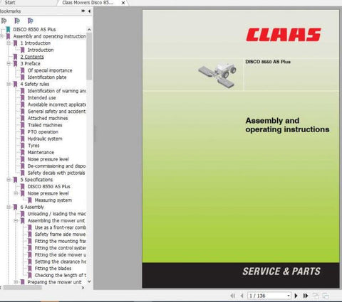 Enhance your mowing efficiency with the CLAAS Mowers DISCO 8550 AS Plus Operator’s Manual, now available in a convenient PDF format. This comprehensive guide is designed