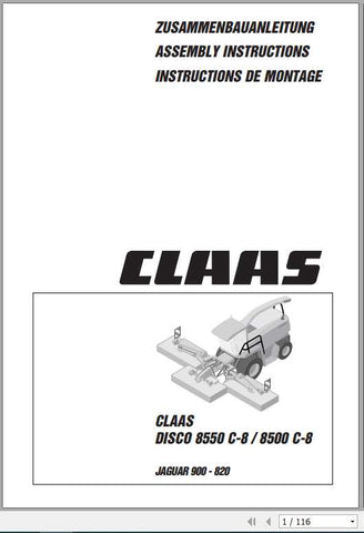 Ensure your CLAAS Mowers DISCO 8550 C-8 and 8500 C-8 are always operating at peak performance with our comprehensive Assembly Instruction Manual. This PDF file provides clear, step-by-step guidance for assembly, maintenance, and troubleshooting