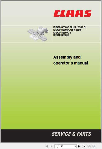 Discover the essential CLAAS Mowers DISCO 8550 C Plus C-T Assembly Instruction Manual, now available in a convenient PDF format. This comprehensive guide