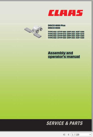 Ensure your CLAAS Mowers Disco 8550 and Disco 8550 Plus are always operating at peak performance with our comprehensive Assembly Instruction Manual. This PDF file provides