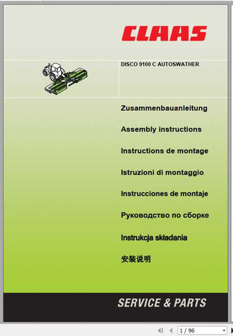 Enhance your mowing efficiency with the CLAAS Mowers DISCO 9100 C Autoswather Assembly Instruction Manual. This comprehensive PDF file provides clear, step-by-step guidance for assembling your mower, ensuring you get the most out of your