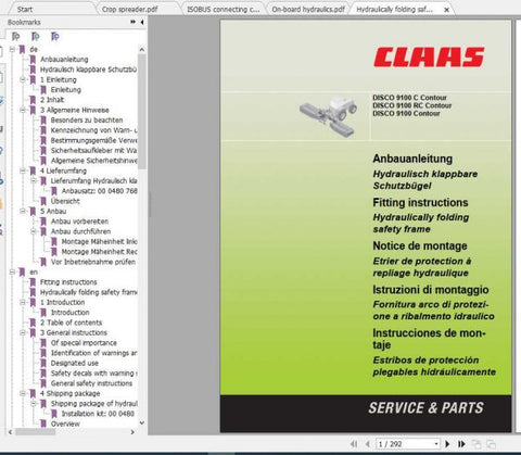 Enhance your mowing efficiency with the CLAAS Mowers DISCO 9100 C Fitting Instruction Manual, now available in a convenient PDF format. This comprehensive guide provides step-by-step instructions to ensure proper installation and maintenance of your mower, maximizing its performance and longevity.
