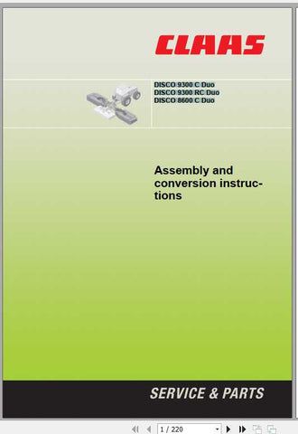 Unlock the full potential of your CLAAS mowers with the comprehensive Conversion Instructions Manual for the DISCO 9300 C DUO, DISCO 9300 RC DUO, and DISCO 8600
