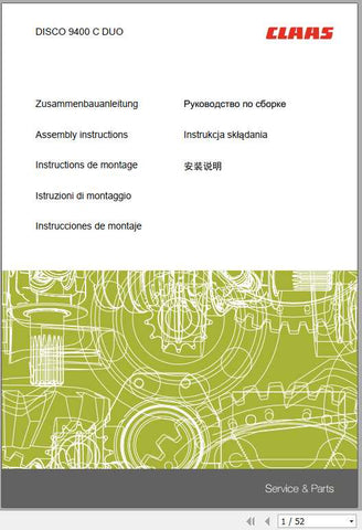 Enhance your mowing efficiency with the CLAAS Mowers DISCO 9400 C Duo Assembly Instruction Manual, available in a convenient PDF format. This comprehensive