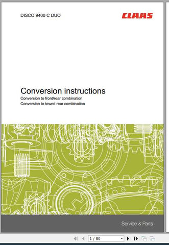Enhance your mowing efficiency with the CLAAS Mowers DISCO 9400 C Duo Conversion Instructions Manual, available in a convenient PDF format. This comprehensive guide