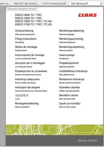 Discover the essential CLAAS Mowers Disco Fitting Instruction Manual, now available in a convenient PDF format. This comprehensive guide is designed to streamline the fitting process, ensuring that you can efficiently set up your mower with confidence.