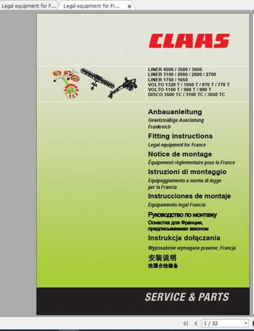 Enhance your mowing efficiency with the CLAAS Mowers Liner 1650 – 4000 Fitting Instruction Manual, now available in a convenient PDF format. This comprehensive guide provides step-by-step instructions to ensure proper installation and maintenance of your CLAAS mower, helping you achieve optimal performance.
