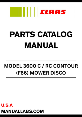 Enhance your CLAAS MOWER DISCO 3600 C / RC CONTOUR with the comprehensive Parts Catalogue Manual, specifically designed for serial numbers F8601001 to F8609999. This essential guide provides detailed diagrams and part numbers, ensuring you can easily identify and order the components you need for optimal performance.