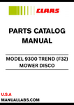 Discover the essential CLAAS Mower Disco 9300 Trend Parts Catalogue Manual, specifically designed for serial numbers F3201001 to F3209999. This comprehensive guide provides detailed information on all parts, ensuring you have the right components for maintenance and repairs.