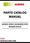 Discover the essential CLAAS MOWER DISCO 9700 C BUSINESS Parts Catalogue Manual, specifically designed for serial numbers F3701001 to F3709999. This comprehensive guide provides detailed information on all parts, ensuring you have the right components for maintenance and repairs.