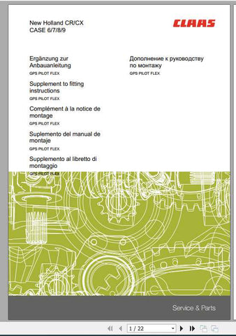 Enhance your machinery maintenance with the CLAAS New Holland CRCX Case 6, 7, 8, 9 Fitting Instruction Manual. This comprehensive PDF file is designed to provide you with clear, step-by-step guidance for fitting and servicing your equipment, ensuring optimal performance and longevity