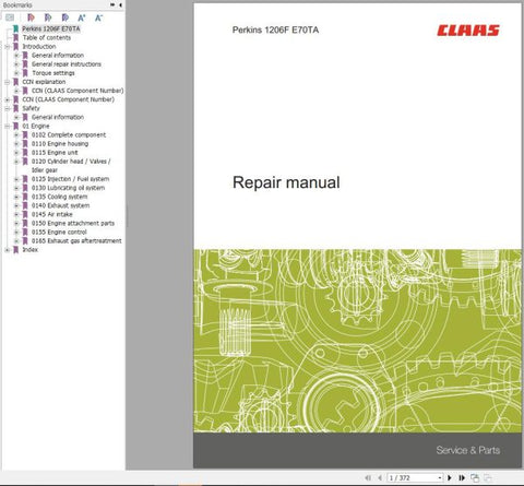 Unlock the full potential of your CLAAS Perkins Engine with the comprehensive 1206F E70TA Repair Manual. This PDF file is meticulously designed to provide you with detailed insights and step-by-step instructions for effective maintenance and repair