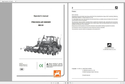 Discover the essential CLAAS Precision Air Seeder ED601-K-EN Operator Manual, now available in a convenient PDF format. This comprehensive guide is designed to enhance your operational efficiency, providing detailed instructions and insights tailored specifically for the ED601-K model.
