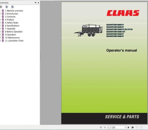 Discover the ultimate resource for your CLAAS QUANTUM series with the comprehensive Operator’s Manual available in PDF format. This manual covers models 6800 P, 6500 P, 5500 
