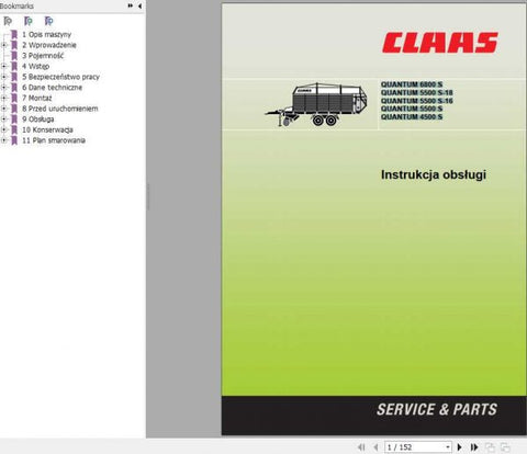 Discover the ultimate resource for your CLAAS QUANTUM 6800 S, 5500 S-18, 5500 S-16, 5500 S, and 4500 S with our comprehensive Operator’s Manual in PDF format. This digital guide is designed to provide you with essential information and insights