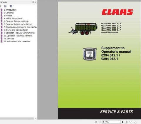 Discover the essential CLAAS Quantum 6800 S P, 5800 S P, 5700 S P, and 4700 S OPERATOR’S MANUAL in a convenient PDF format. This comprehensive guide is designed to enhance