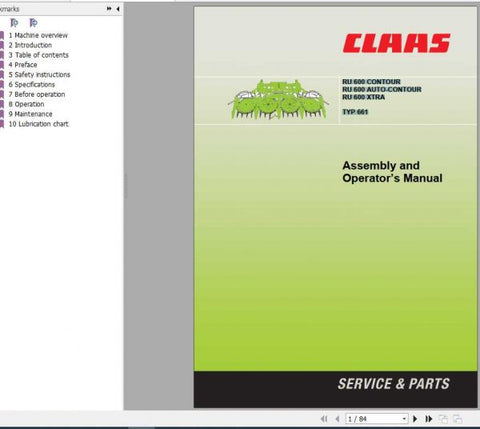 Discover the comprehensive CLAAS RU 600 Contour, RU 600 Auto-Contour, and RU 600 Xtra Operator’s Manual, now available in a convenient PDF format. This essential guide