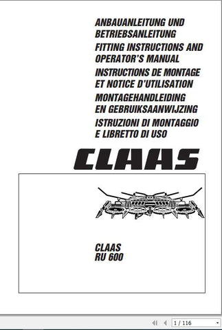 Enhance your operational efficiency with the CLAAS RU 600 Operator’s Manual, now available in a convenient PDF format. This comprehensive guide is designed to provide you with