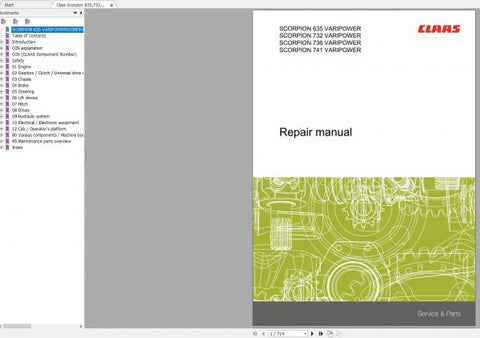 Unlock the full potential of your CLAAS SCORPION with our comprehensive Repair Manual, specifically designed for models 1033, 741, 736, 732, and 635. This PDF file is an essential resource for both professionals and DIY enthusiasts, providing detailed instructions and diagrams to ensure efficient repairs and maintenance