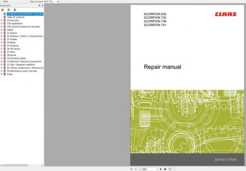 Unlock the full potential of your CLAAS SCORPION 635, 732, 736, and 741 with our comprehensive repair manual in PDF format. This essential guide provides detailed instructions and diagrams, ensuring you have the right information at your fingertips for efficient maintenance