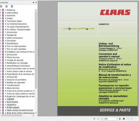Discover the essential CLAAS SUNSPEED Operator’s Manual, now available in a convenient PDF format