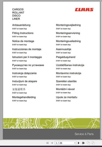 Enhance your CLAAS swather experience with our comprehensive Fitting Instruction Manual, available in a convenient PDF format. This essential guide provides step-by-step instructions to ensure proper installation and maintenance, helping you maximize the efficiency of your equipment