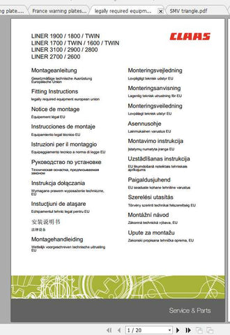 Enhance your CLAAS SWATHERS with the comprehensive Liner 1250 – 1750 Twin Fitting Instruction Manual, available in a convenient PDF format. This essential guide provides step-by-step instructions to ensure proper installation and optimal performance of your equipment