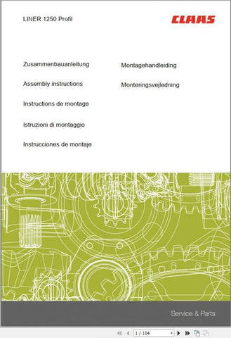 Enhance your CLAAS SWATHER experience with the Liner 1250 Profil Assembly Instruction Manual. This comprehensive PDF file provides clear, step-by-step guidance to ensure a seamless assembly process, allowing you to maximize the efficiency of your equipment.
