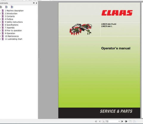 Discover the essential CLAAS Swathers Liner 1250 Profil Operator’s Manual, now available in a convenient PDF format. This comprehensive guide is designed to enhance your operational