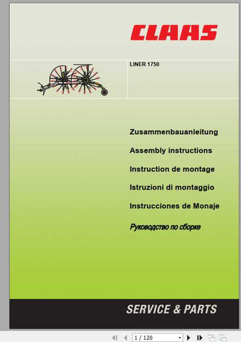 Ensure your CLAAS Swathers Liner 1750 operates at peak performance with our comprehensive Assembly Instruction Manual, available in a convenient PDF format. This manual provides