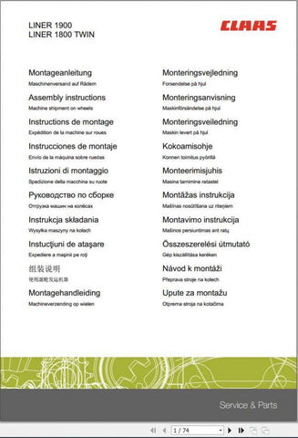 Discover the essential CLAAS Swathers Liner 1800 Twin 1900 Assembly Instruction Manual, now available in a convenient PDF format. This comprehensive guide is designed to streamline