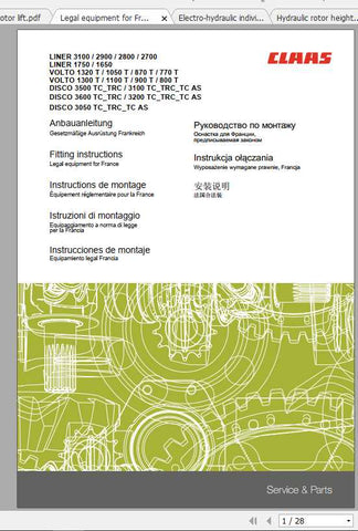 Enhance your CLAAS SWATHERS experience with the comprehensive Fitting Instruction Manual for models 2600 and 3100. This PDF file is designed to provide you with clear, step-by-step guidance, ensuring that you can efficiently install and maintain your equipment with confidence.