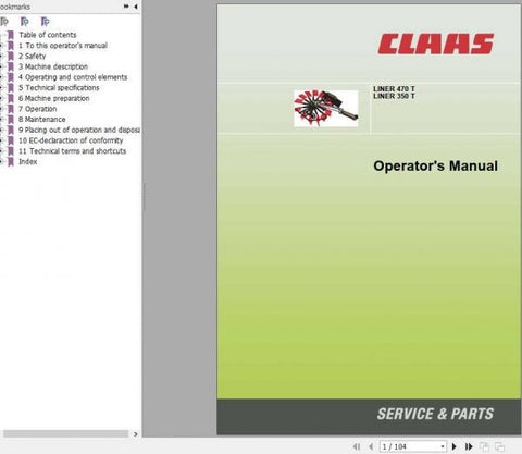 Enhance your operational efficiency with the CLAAS Swathers Liner 470 T and Liner 350 T Operator’s Manual, now available in a convenient PDF format. This comprehensive guide is designed to provide you with essential information and insights to maximize