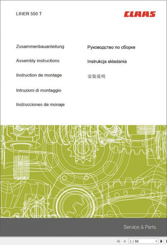 Discover the essential CLAAS Swathers Liner 550T Assembly Instruction Manual, designed to streamline your setup process. This comprehensive PDF file provides clear, step-by-step guidance, ensuring that you can efficiently assemble your equipment with confidence.