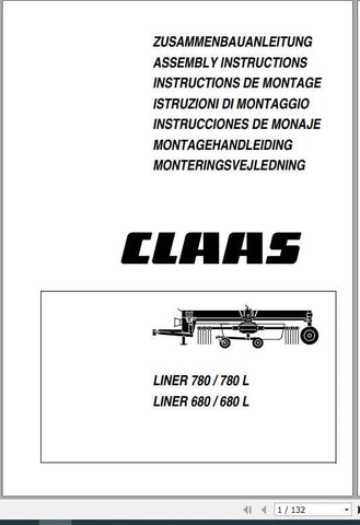 Enhance your productivity with the CLAAS Swathers Liner 780, 780L, 680, and 680L Assembly Instruction Manual. This comprehensive PDF file provides clear, step-by-step 