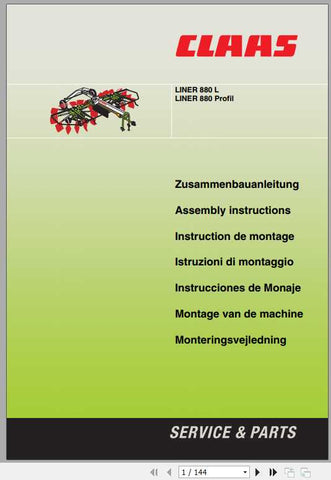 Discover the essential CLAAS Swathers Liner 880 L and Liner 880 Profil Assembly Instruction Manual, now available in a convenient PDF format. This comprehensive guide