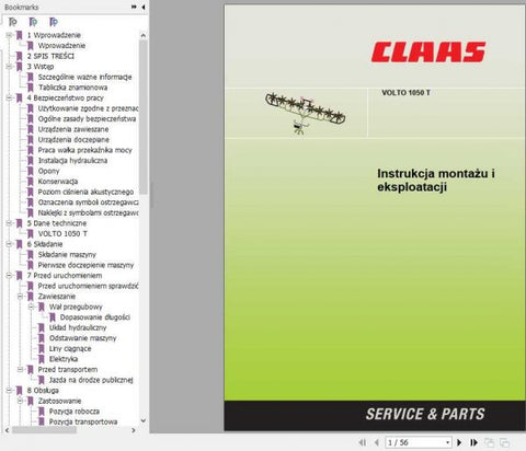 Ensure your CLAAS SWATHERS VOLTO 1050 T operates at peak performance with our comprehensive Assembly Instruction Manual, available in a convenient PDF format. This manual