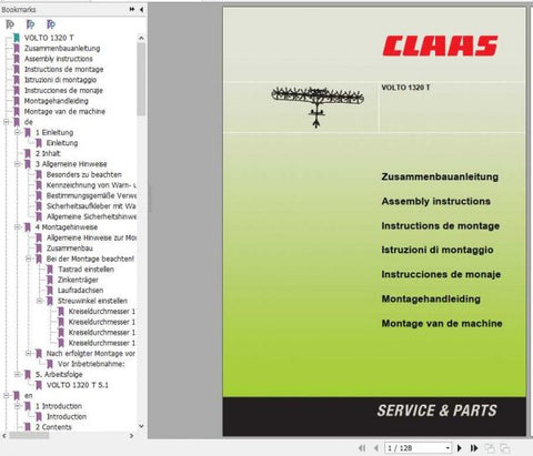 Ensure your CLAAS SWATHER VOLTO 1320 T operates at peak performance with our comprehensive Assembly Instruction Manual in PDF format. This essential guide provides
