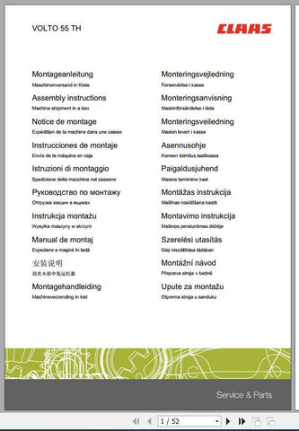 Discover the essential CLAAS Swathers Volto 55 TH Assembly Instruction Manual, now available in a convenient PDF format. This comprehensive guide is designed to streamline