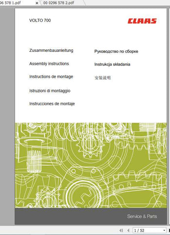 Discover the essential CLAAS Swathers Volto 700 Assembly Instruction Manual, now available in a convenient PDF format. This comprehensive guide is designed to streamline