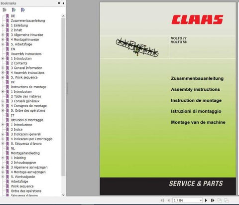 Ensure your CLAAS SWATHERS VOLTO 77 and VOLTO 58 operate at peak performance with our comprehensive Assembly Instruction Manual. This PDF file provides clear, step