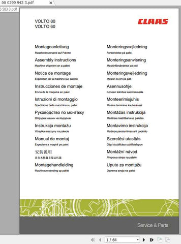 Discover the essential CLAAS Swathers Volto 800 Assembly Instruction Manual, now available in a convenient PDF format. This comprehensive guide is designed to streamline