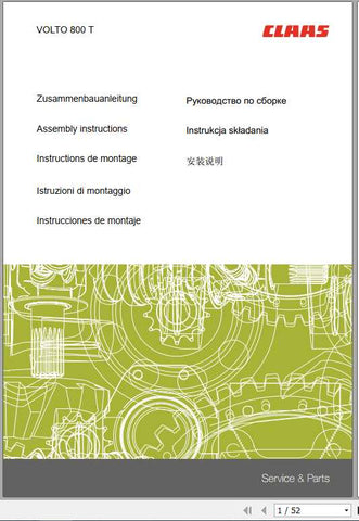 Discover the essential CLAAS SWATHERS VOLTO 800 T Assembly Instruction Manual, now available in a convenient PDF format. This comprehensive guide is designed to streamline the assembly process, ensuring that you can set up your equipment quickly and efficiently