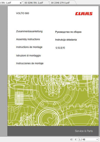 Ensure your CLAAS Volto 900 operates at peak performance with our comprehensive Assembly Instruction Manual, available in a convenient PDF format. This manual