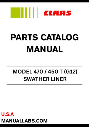 Enhance your CLAAS SWATHER with the comprehensive Parts Catalogue Manual for models 470 and 450 T (G12), specifically designed for serial numbers G1201001 to G1209999. This manual is an essential resource for anyone looking to maintain or repair their swather, ensuring you have access to the correct parts and specifications.